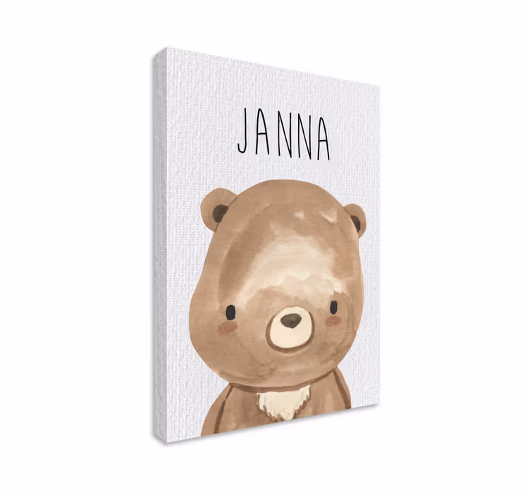 Tablou cameră pentru copii pui de urs cu nume - TenStickers