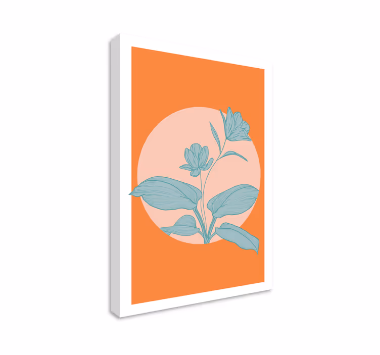 Tablou flori şi plante ilustrație stilizată portocalie - TenStickers