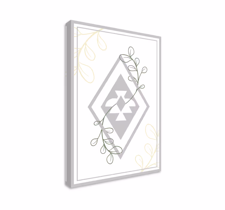Tablou living model geometric cu frunze - TenStickers