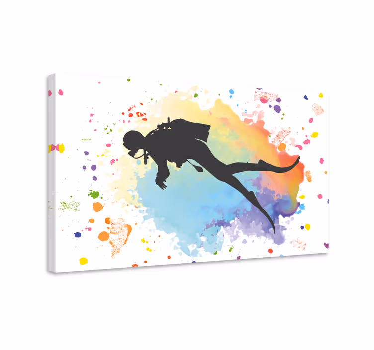 Tablou sport Acuarelă de scuba diver - TenStickers