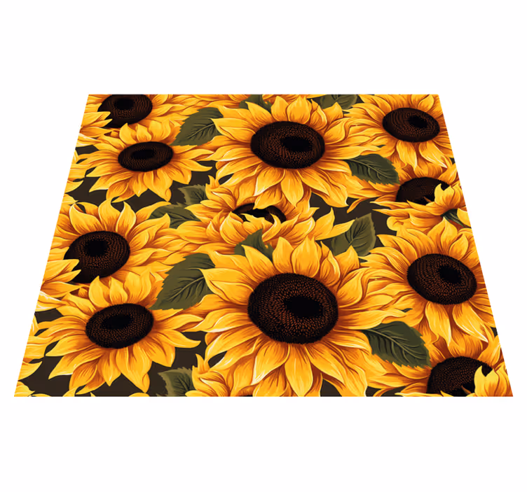 Covor de vinil galben design vintage de floarea soarelui - TenStickers