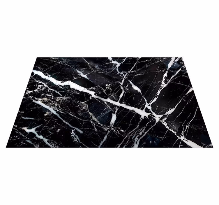 Covor vinil negru marmura nuante albe - TenStickers