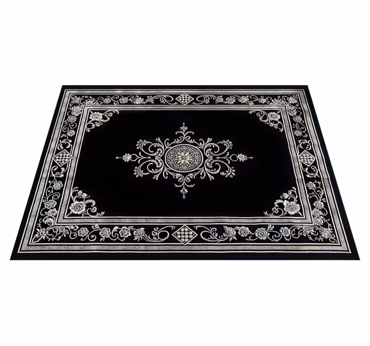 Covor vinil negru design oriental clasic - TenStickers