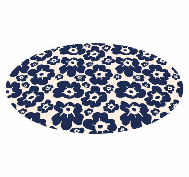 Covor vinil flori și plante mac albastru închis - TenStickers