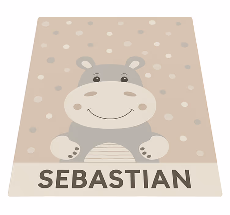 Alții covor de vinil hipopotam bej personalizat - TenStickers
