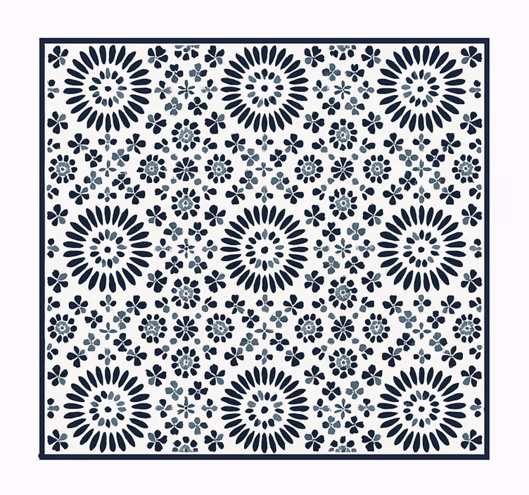 Covor vinil albastru model floral geometric - TenStickers