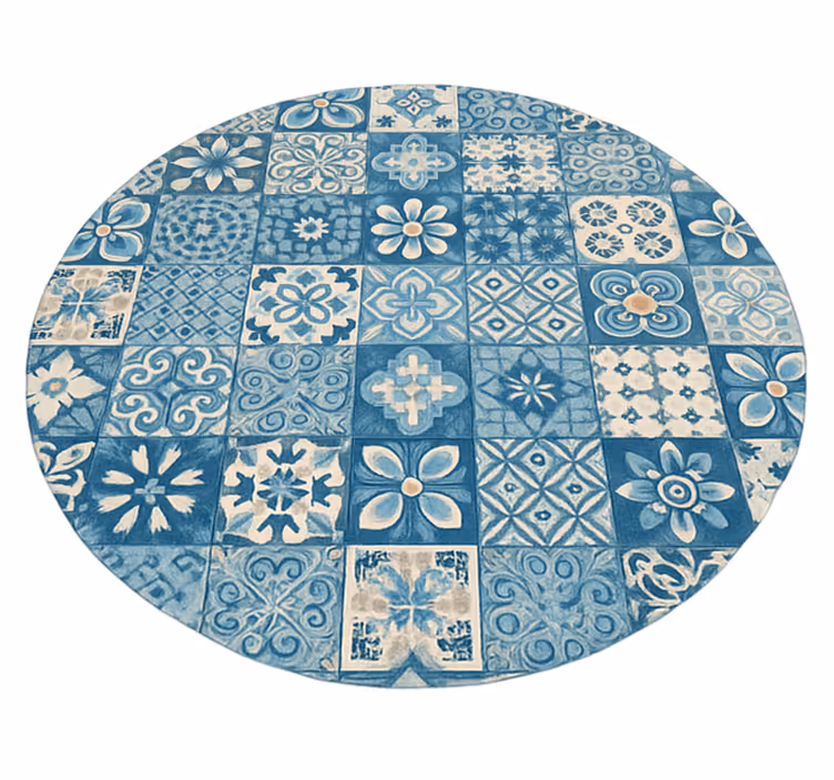 Covor vinil albastru plăci de mozaic circulare - TenStickers