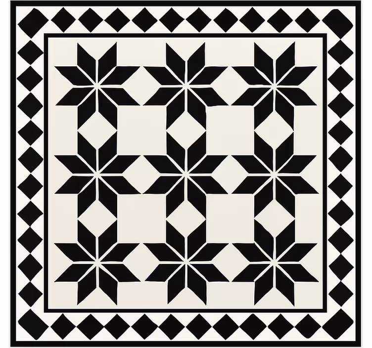 Covor de vinil pentru bucătărie model monocrom de țiglă stea - TenStickers