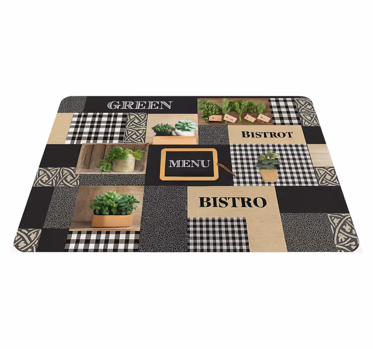 Covor de vinil pentru bucătărie bistro alb-negru - TenStickers