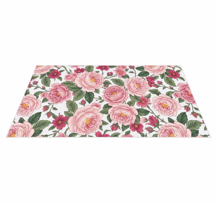 Covor de vinil hol flori roz frumoase - TenStickers
