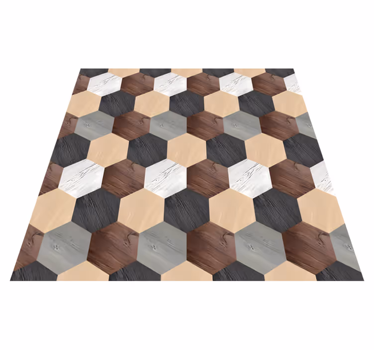 Covor de vinil pentru bucătărie hexagoane din lemn mixte - TenStickers