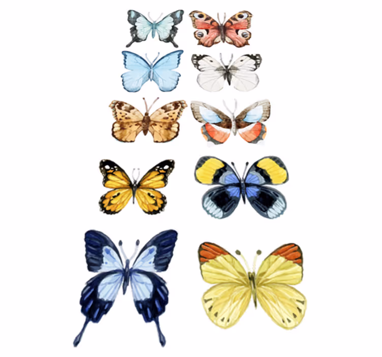 Covor vinil animal cu zece fluturi colorați - TenStickers