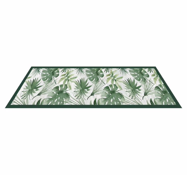 Covor de vinil pentru bucătărie frunze tropicale acquarel - TenStickers