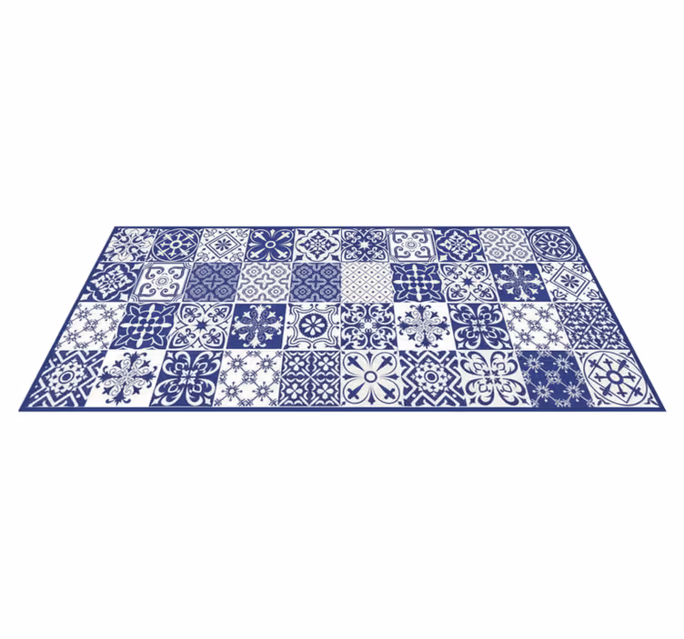 Covor de vinil pentru bucătărie colaj porțelan cobalt - TenStickers