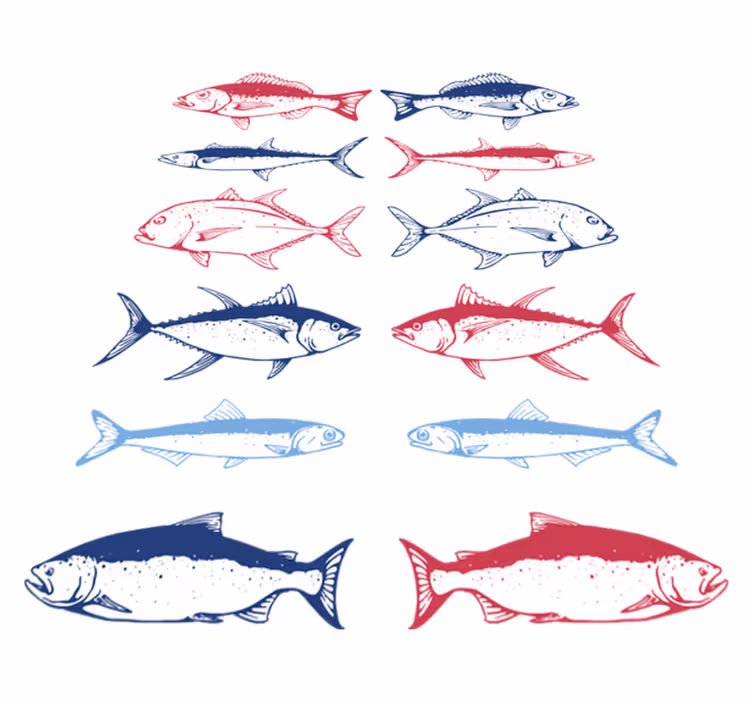 Covor vinil animal cu pești desenati manual - TenStickers