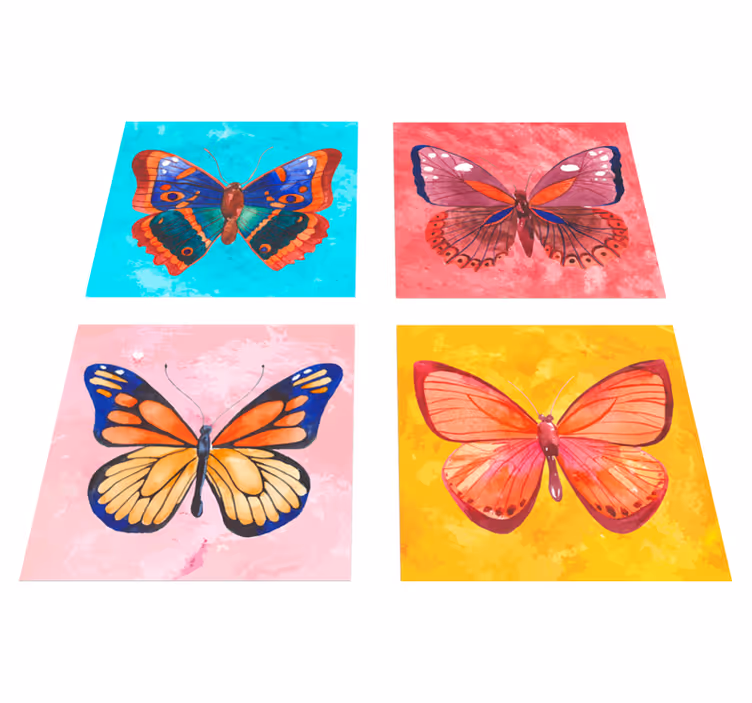 Covor vinil animal plăci cu fluturi multicolori - TenStickers