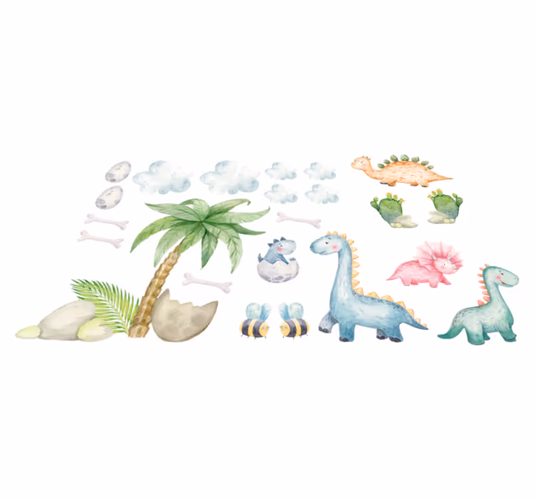 Covor vinil animal dinozauri drăguți acuarelă - TenStickers