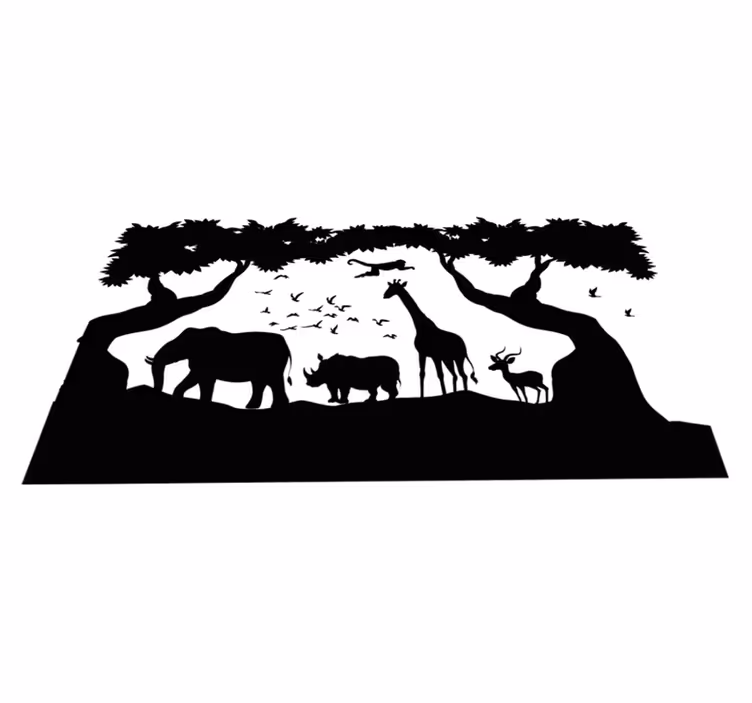 Covor vinil animal savannah alb-negru - TenStickers