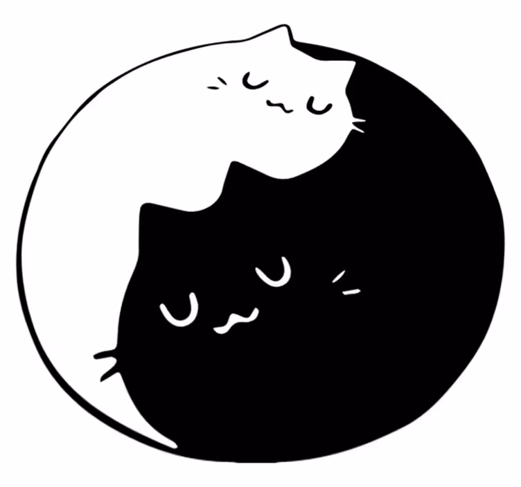 Covor vinil animal pisici yin yang - TenStickers