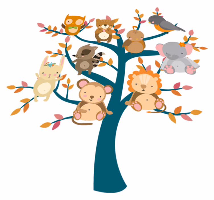 Covor vinil animal copac cu pui - TenStickers