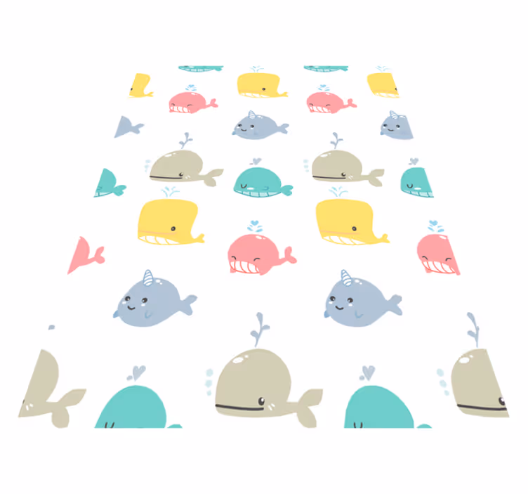 Covor vinil animal balene colorate pentru copii - TenStickers