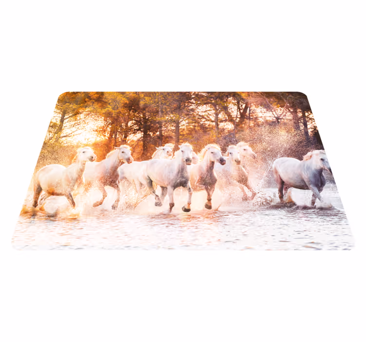 Covor vinil animal cai sălbatici la apus - TenStickers