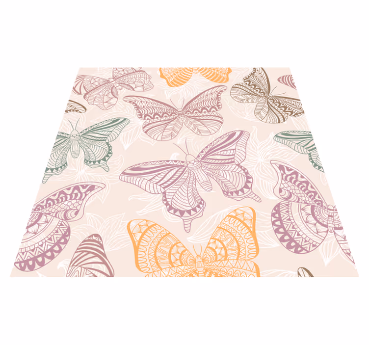 Covor vinil animal fluturi ornamentali colorați - TenStickers