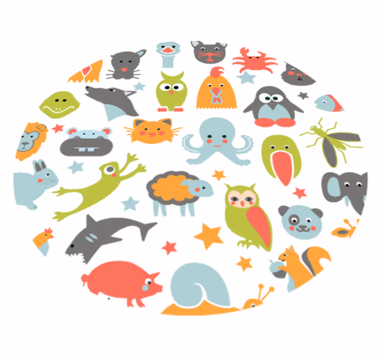 Covor vinil animal animale în cerc - TenStickers