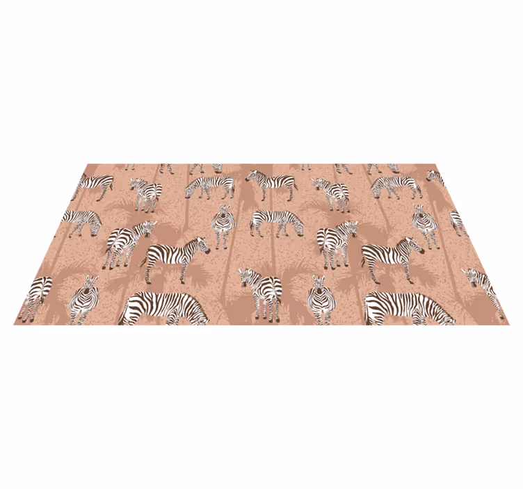 Covor vinil animal zebra și palmieri maro - TenStickers