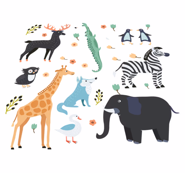 Covor vinil animal animale fericite în parc - TenStickers