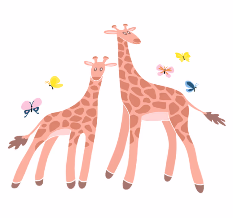 Covor vinil animal fluture și girafă părinte-copil - TenStickers