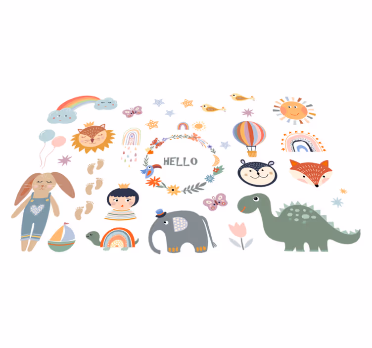 Covor vinil animal element floral pentru copii - TenStickers