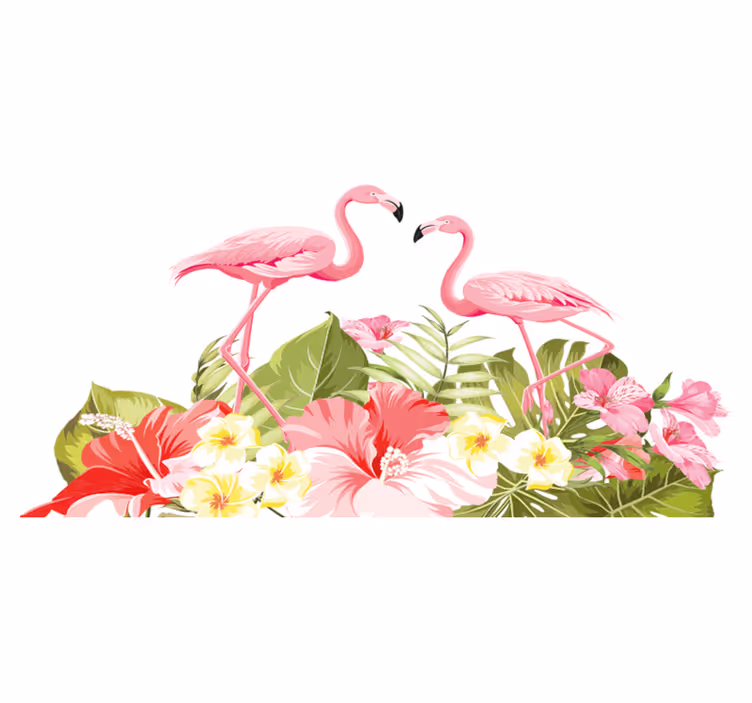 Covor vinil animal floare tropicală flamingo - TenStickers