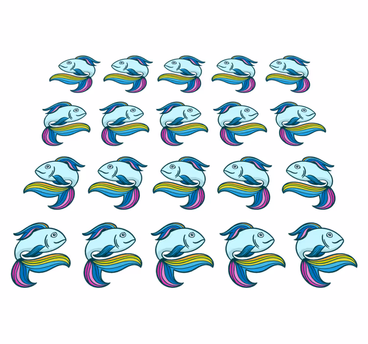 Covor vinil animal pește neon albastru - TenStickers