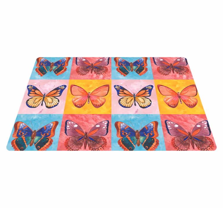 Covor vinil animal fluturi multicolori - TenStickers