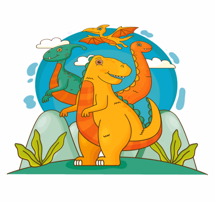 Covor vinil animal dinozauri în junglă - TenStickers