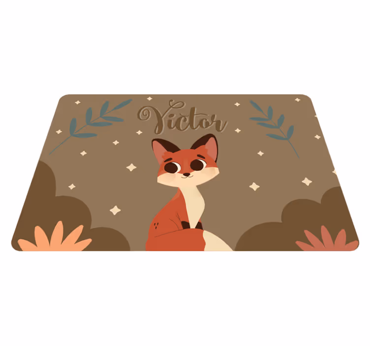 Covor vinil animal vulpe drăguță pentru băiat cu nume - TenStickers