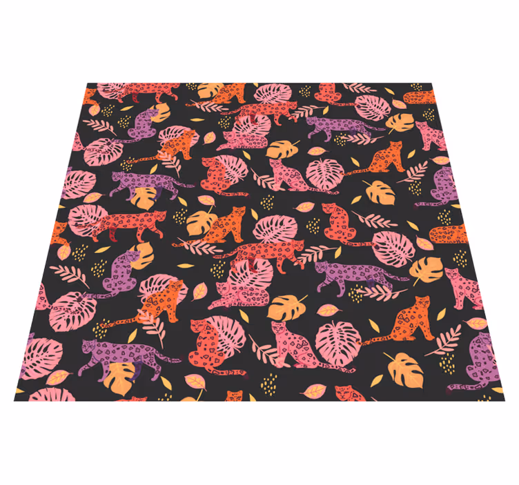 Covor vinil animal stil tropical și leopard - TenStickers
