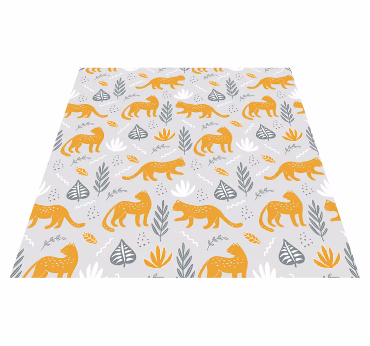 Covor vinil animal model leopard pe fundal deschis - TenStickers