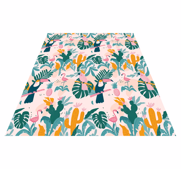 Covor vinil animal păsări și frunze tropicale - TenStickers