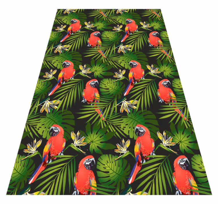 Covor vinil animal papagali colorați pe fundal gri - TenStickers