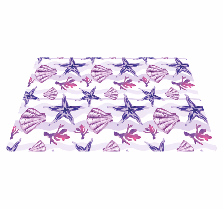 Covor vinil animal scoică mov și stea de mare - TenStickers