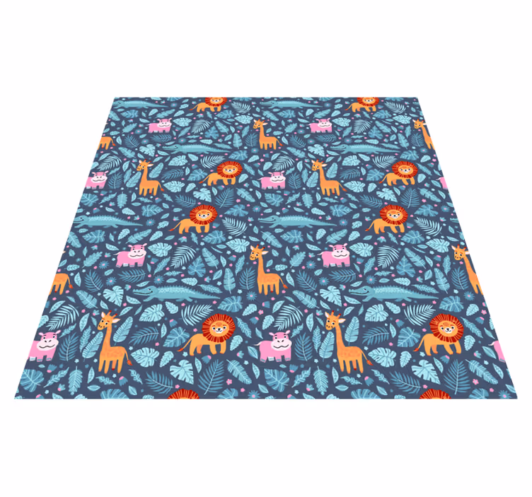 Covor vinil animal design cu mai multe animale de junglă - TenStickers