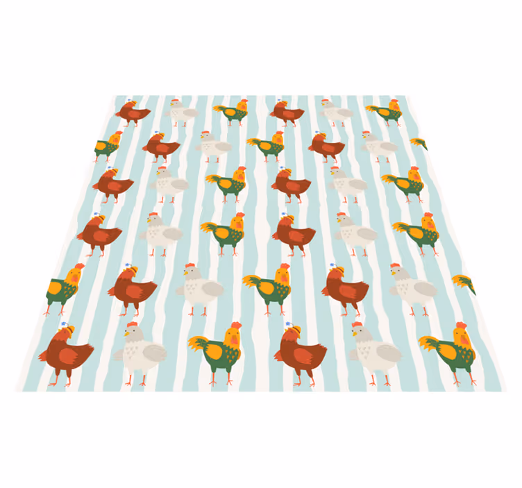 Covor vinil animal dungi verticale cu cocoși - TenStickers