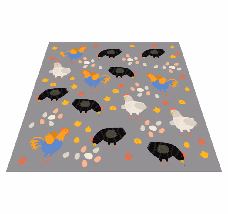 Covor vinil animal cu model de găini în cușcă - TenStickers