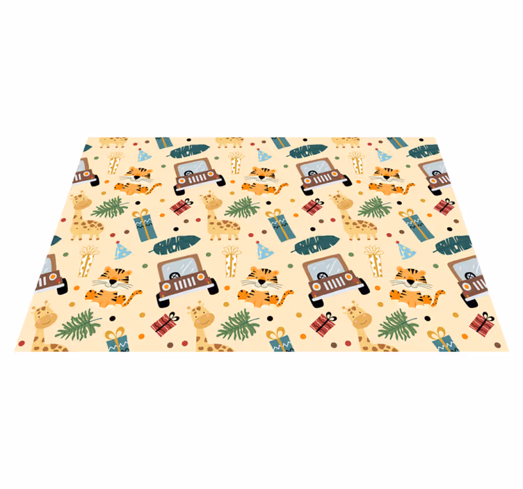 Covor vinil animal safari cu mașinuțe - TenStickers