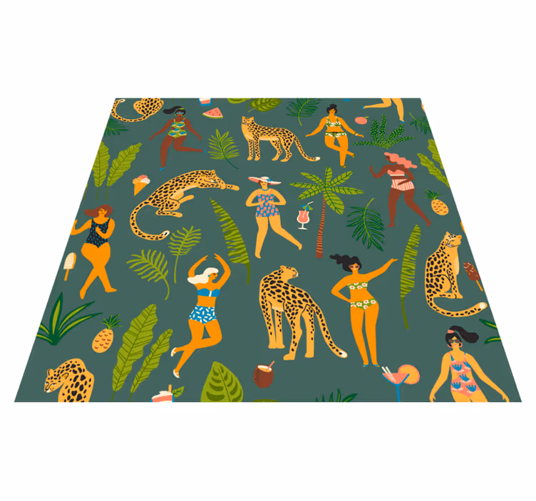 Covor vinil animal femei cu fundal leopard - TenStickers