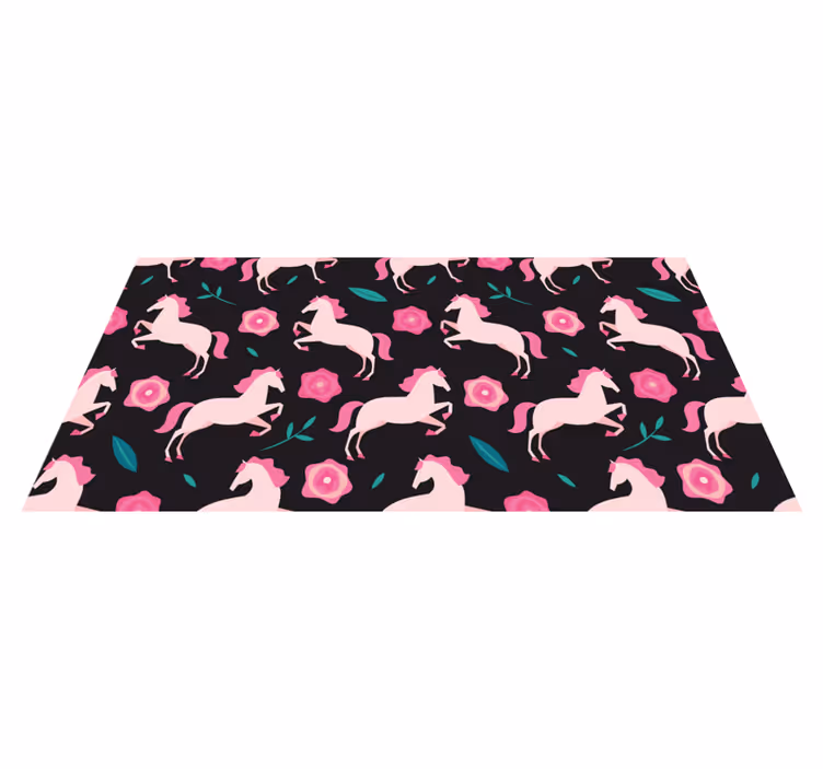 Covor vinil animal flori și plante cu cai - TenStickers