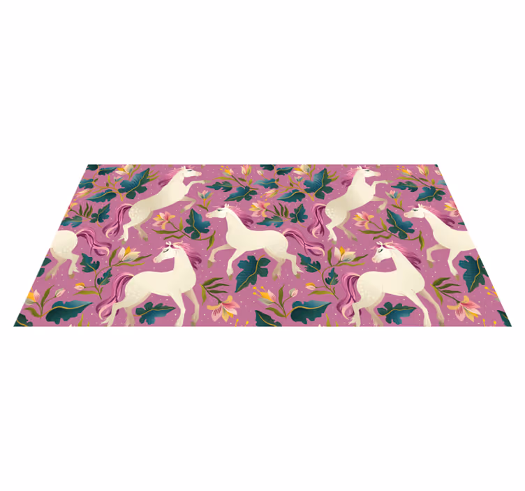 Covor vinil animal design ecvestru roz floral - TenStickers
