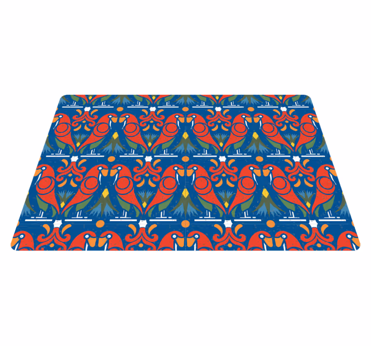 Covor vinil animal design floral pe fundal albastru - TenStickers